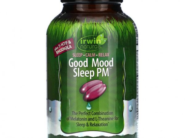 Irwin Naturals, Мелатонин Плюс, 5-гид­рок­сит­рип­то­фан и родиола, 54 мягких капсул с жидким наполнителем