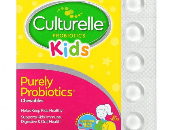 Culturelle, Purely Probiotics,чистые пробиотики, для детей старше 3 лет, интенсивный ягодный вкус, 30 жевательных таблеток