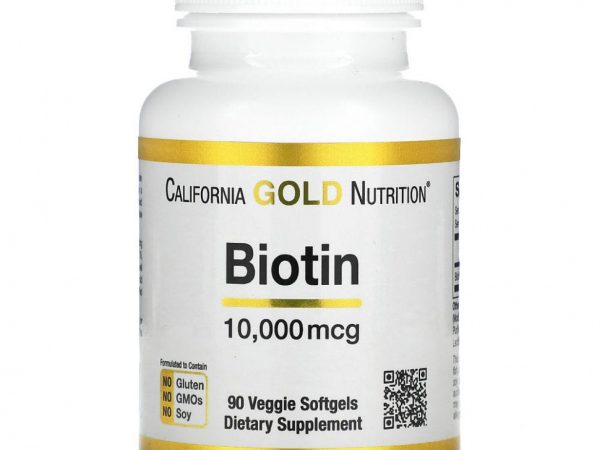 California Gold Nutrition, биотин, 10 000 мкг, 90 вегетарианских капсул