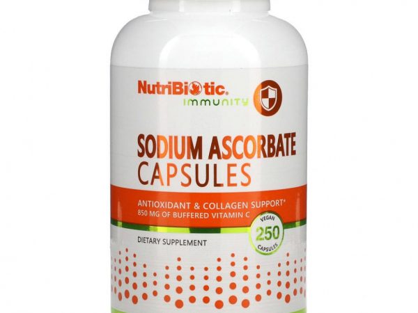 NutriBiotic, Immunity, аскорбат натрия, 250 растительных капсул