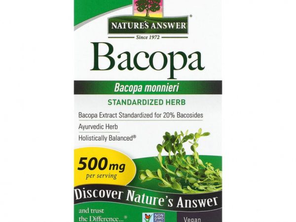 Nature's Answer, бакопа, 500 мг, 90 вегетарианских капсул