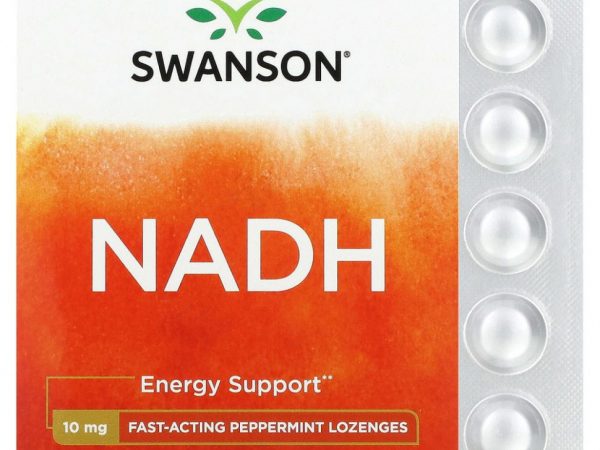 Swanson, NADH, перечная мята, 10 мг, 30 пастилок