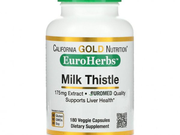 California Gold Nutrition, EuroHerbs, экстракт расторопши, европейское качество, 175 мг, 180 растительных капсул