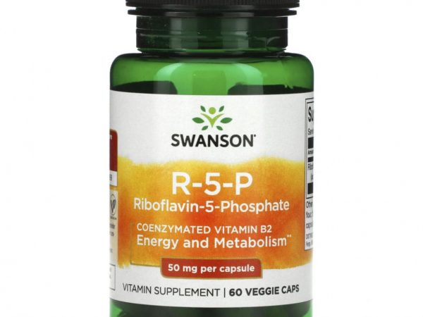 Swanson, R-5-P, рибофлавин-5-фосфат, 50 мг, 60 растительных капсул