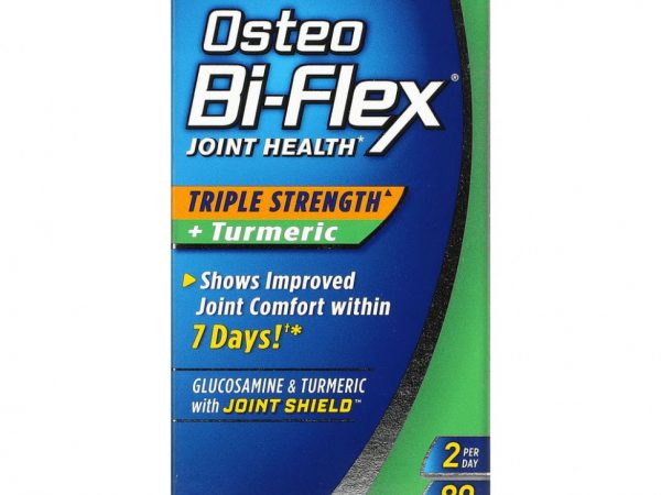 Osteo Bi-Flex, добавка для здоровья суставов, тройная сила действия + куркума, 80 покрытых оболочкой таблеток