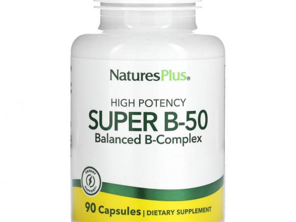 NaturesPlus, Super B-50 с высокой эффективностью, 90 капсул