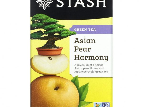 Stash Tea, зеленый чай, азиатская груша, 18 чайных пакетиков, 34 г (1,1 унции)