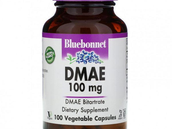 Bluebonnet Nutrition, ДМАЭ (диметиламиноэтанол), 100 мг, 100 растительных капсул