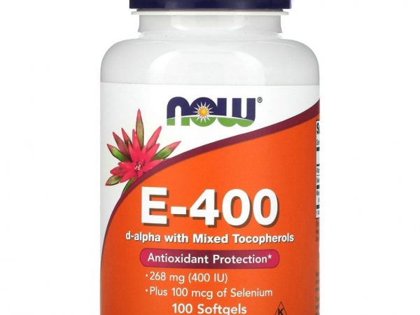 NOW Foods, E-400 D-альфа со смешанными токоферолами, 268 мг (400 МЕ), 100 мягких таблеток