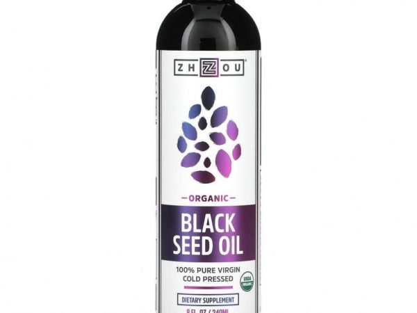 Zhou Nutrition, Органическое, 100% чистое нерафинированное масло черного тмина холодного отжима, 8 ж. унц. (240 мл)