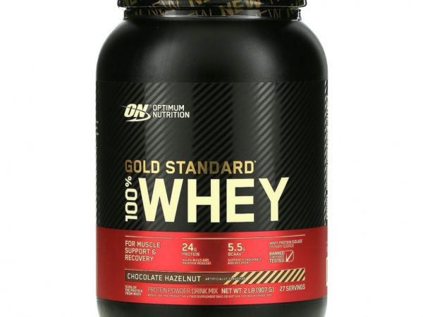 Optimum Nutrition, Gold Standard, 100% сыворотка, со вкусом фундука в шоколаде, 907 г (2 фунта)