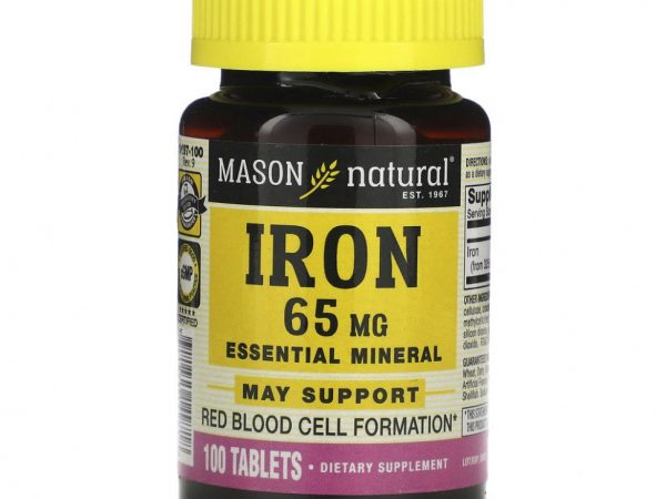 Mason Natural, железо, 65 мг, 100 таблеток