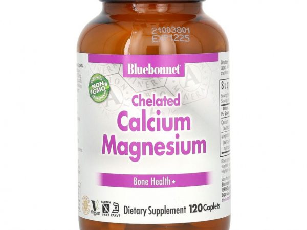 Bluebonnet Nutrition, хелаты магния и кальция, 120 таблеток