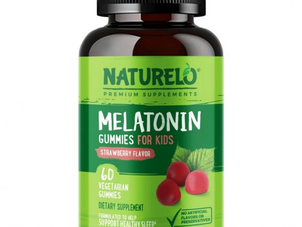 NATURELO, Детские жевательные мармеладки с мелатонином, с клубникой, 60 вегетарианских жевательных таблеток