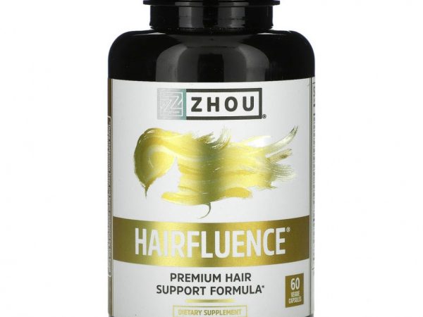 Zhou Nutrition, Hairfluence, премиум-формула роста волос, 60 вегетарианских капсул