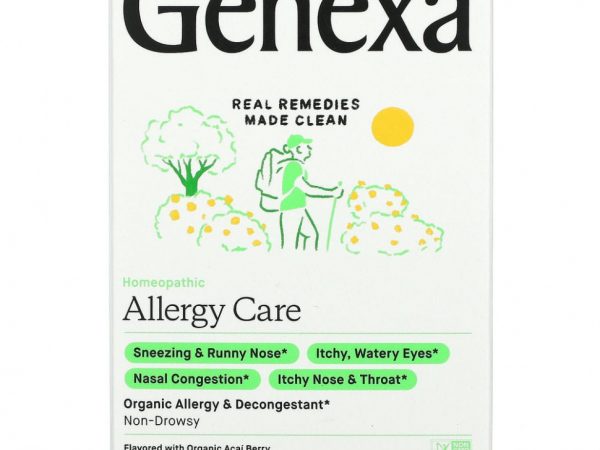 Genexa, Allergy Care, органическое средство от аллергии и отеков, органические ягоды асаи, 60 жевательных таблеток
