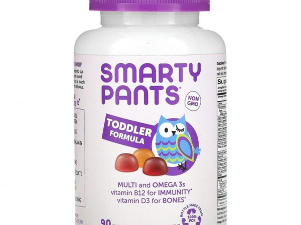 SmartyPants, мультивитамины и омега-3 кислоты для малышей, виноград, апельсин и голубика, 90 жевательных конфет