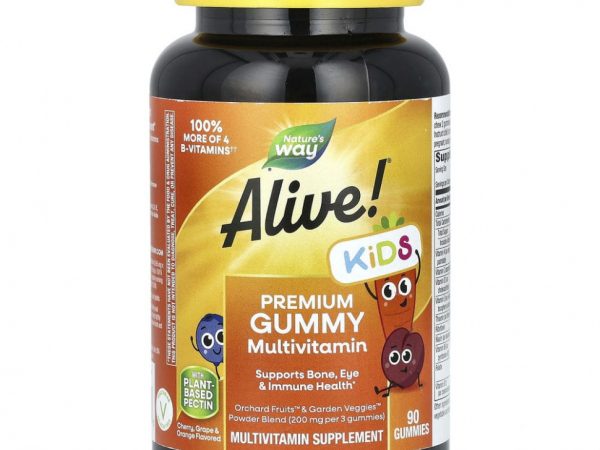 Nature's Way, Alive! комплекс мультивитаминов премиального качества для детей, вишня, апельсин и виноград, 90 жевательных конфет