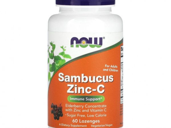 NOW Foods, цинк с витамином С и бузиной, 60 пастилок