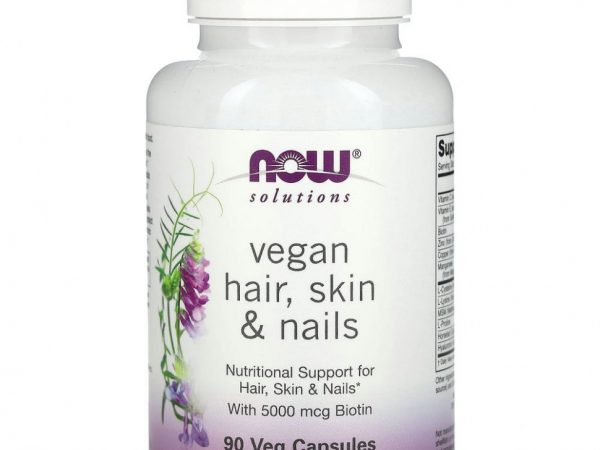 NOW Foods, Solutions, веганская добавка для здоровья волос, кожи и ногтей, 90 вегетарианских капсул