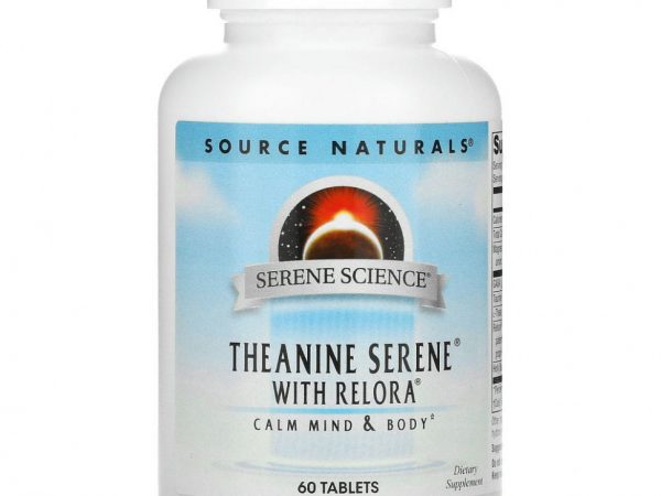 Source Naturals, Serene Science, Theanine Seren, теанин с комплексом Relora, 60 таблеток