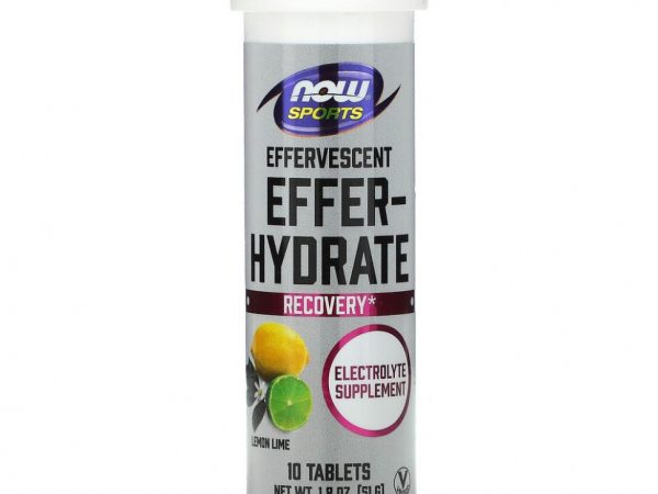 NOW Foods, Sports, Effer-Hydrate, лимон и лайм, 10 таблеток, 51 г (1,8 унции)