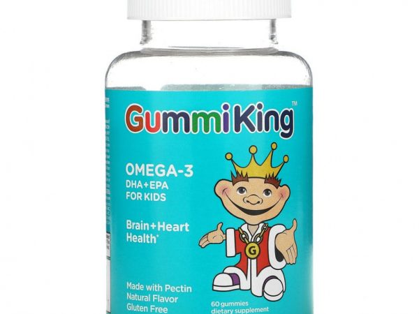 GummiKing, Омега-3 ДГК + ЭПК для детей, клубника, апельсин и лимон, 60 жевательных конфет