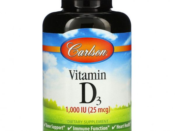 Carlson Labs, Витамин D3, 25 мкг (1000 МЕ), 360 мягких таблеток