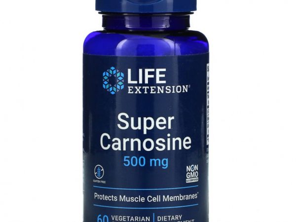 Life Extension, Super Carnosine, 500 мг, 60 вегетарианских капсул