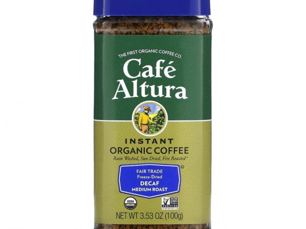 Cafe Altura, растворимый органический кофе, средней обжарки, сублимированный, без кофеина, 100 г (3,53 унции)