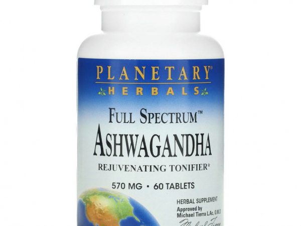 Planetary Herbals, Ашвагандха полного спектра действия, 570 мг, 60 таблеток