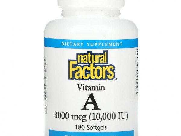 Natural Factors, витамин A, 3000 мкг (10 000 МЕ), 180 капсул
