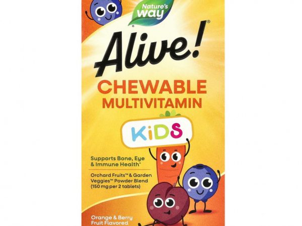 Nature's Way, Alive! комплекс мультивитаминов для детей, со вкусом апельсина и ягод, 120 жевательных таблеток
