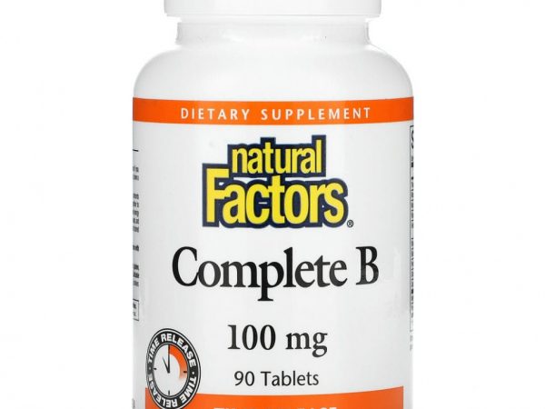 Natural Factors, полный комплекс витаминов группы В, 100 мг, 90 таблеток