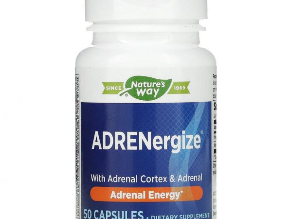 Enzymatic Therapy, ADRENergize, для здоровья надпочечников, 50 веганских капсул