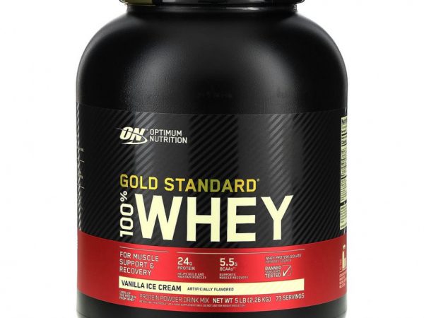 Optimum Nutrition, Gold Standard 100% Whey, сыворотка со вкусом ванильного мороженого, 2,27 кг (5 фунтов)
