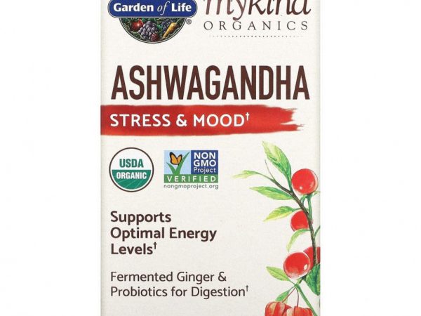 Garden of Life, MyKind Organics, Ашваганда, Стресс и настроение, 60 веганских таблеток