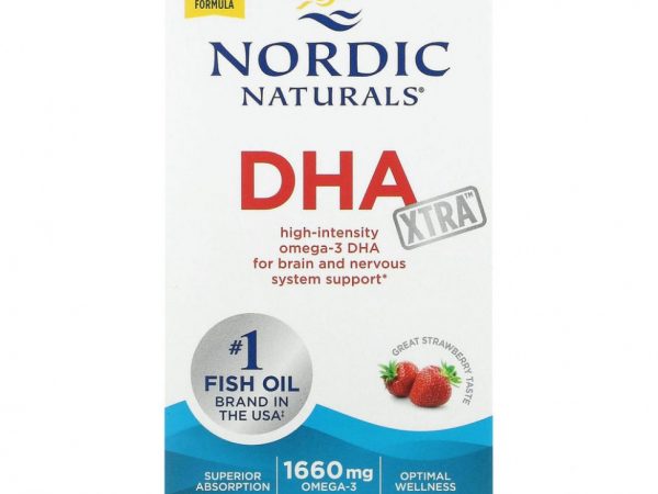 Nordic Naturals, DHA Xtra, клубничный вкус, 830 мг, 60 мягких таблеток