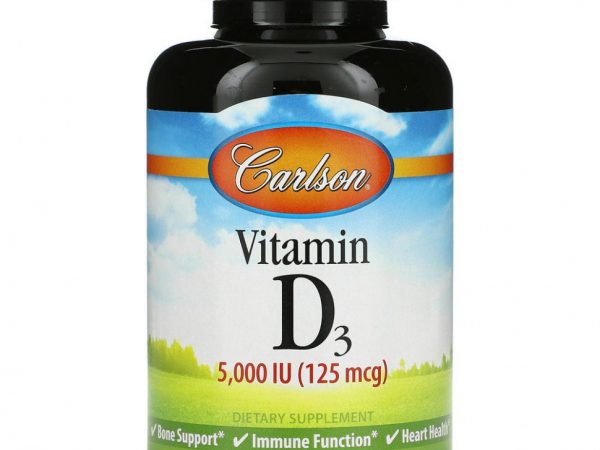 Carlson Labs, Витамин D3, 125 мкг (5000 МЕ), 360 мягких желатиновых капсул