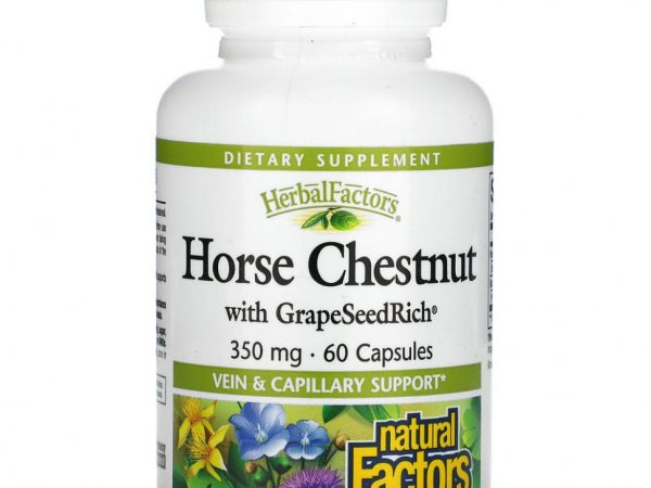 Natural Factors, GrapeSeedRich и конский каштан, 350 мг, 60 капсул
