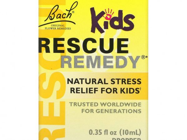 Bach, Original Flower Remedies, спасательная капельница, натуральное средство для снятия стресса для детей, без спирта, 10 мл (0,35 жидк. Унции)