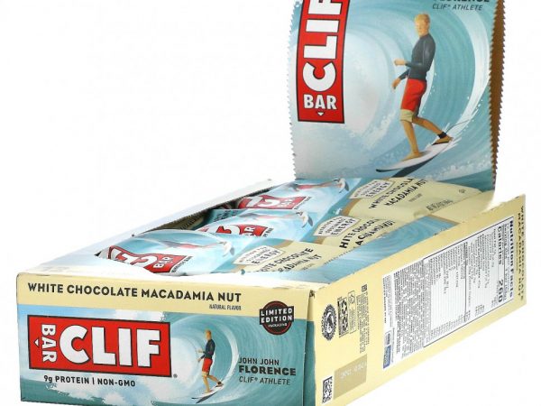 Clif Bar, Энергетический батончик с белым шоколадом и орехом макадамия, 12 батончиков, 2,40 унции (68 г) каждый
