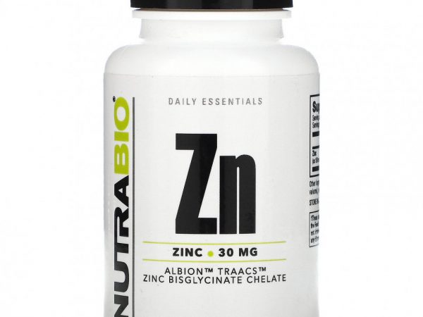 NutraBio Labs, Zn, цинк, 30 мг, 120 растительных капсул