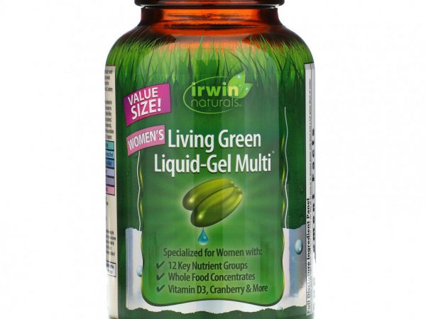 Irwin Naturals, Жидкие зеленые овощи и фрукты для женщин, 120 жидких гелевых капсул