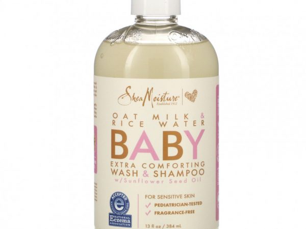 SheaMoisture, детский увлажняющий гель для тела и шампунь, овсяное молоко и рисовая вода, 384 мл (13 жидк. унций)