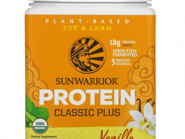 Sunwarrior, Protein Classic Plus, протеин на растительной основе, ванильный вкус, 375 г (13,2 унций)