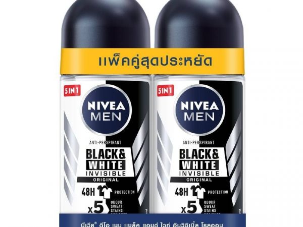 Nivea Men Roll On Black  White 50 Ml.Twin Pack ผู้ชาย โรลออนลดเหงื่อ ระงับกลิ่นกาย