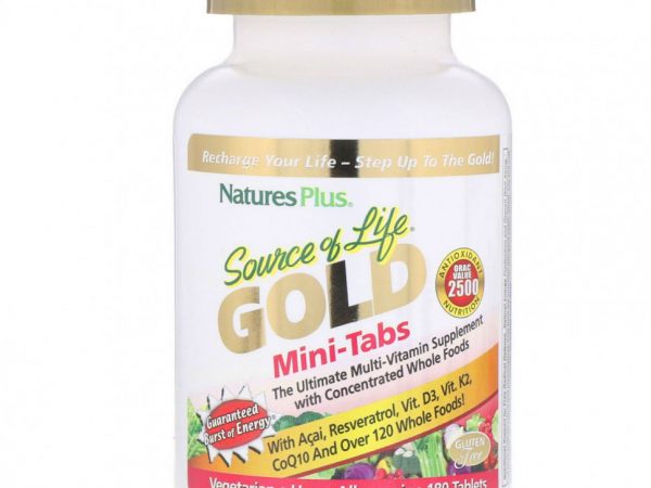 NaturesPlus, Source of Life, Gold, мини-таблетки, мощная мультивитаминная добавка, 180 таблеток