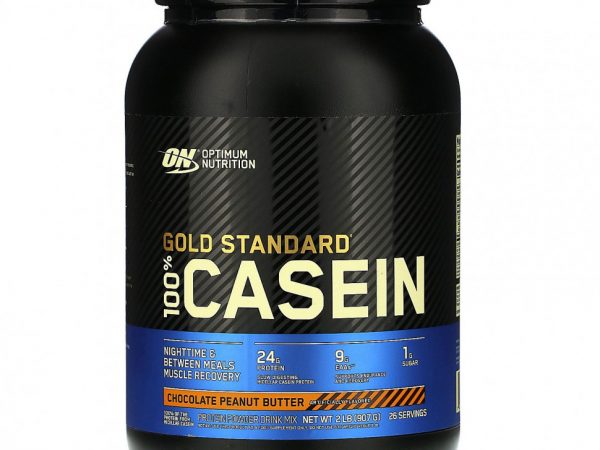 Optimum Nutrition, Gold Standard, 100% казеин, шоколадно-арахисовое масло, 907 г (2 фунта)