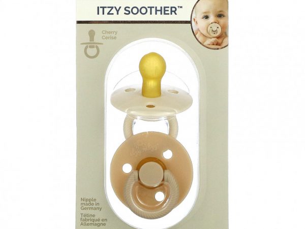 itzy ritzy, Itzy Soother, пустышки с сосками из натурального каучука, для детей от 0 до 6 месяцев, с кокосом и тостами, 2 пустышки